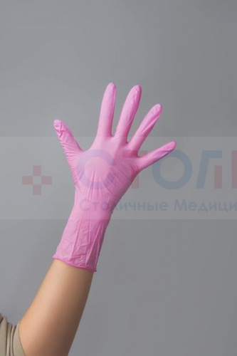 Перчатки нитриловые SunViv, S, розовый, 100 шт/упк