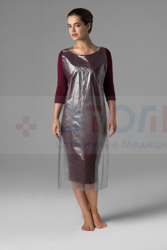 Фартук из полиэтилена, 120х70 см, серебро, 50 шт/упк