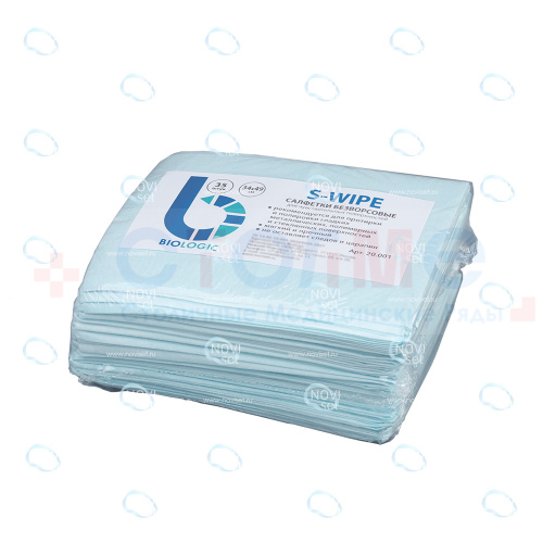 Салфетки безворсовые S-WIPE для чувствительных поверхностей 34х49см цвет бирюза в упаковке 35 штук